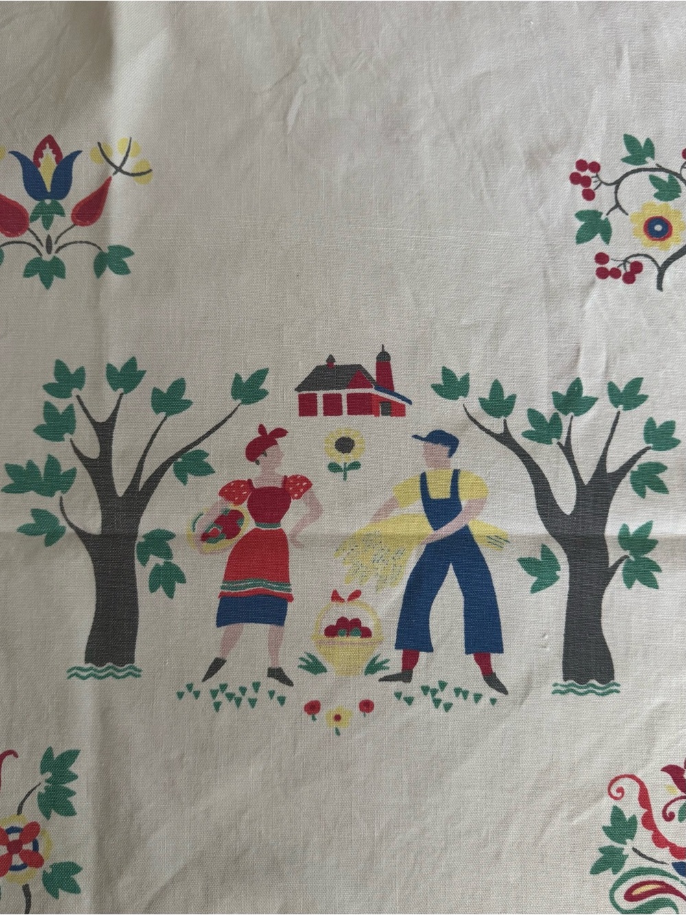 Vintage 1950-1960 Wilendur Cotton Tablecloth Pennsylvania Dutch